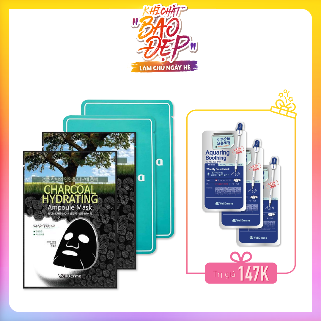 Combo Mặt Nạ Giấy Cấp Ẩm Làm Dịu Da Wellderma (7Pc)