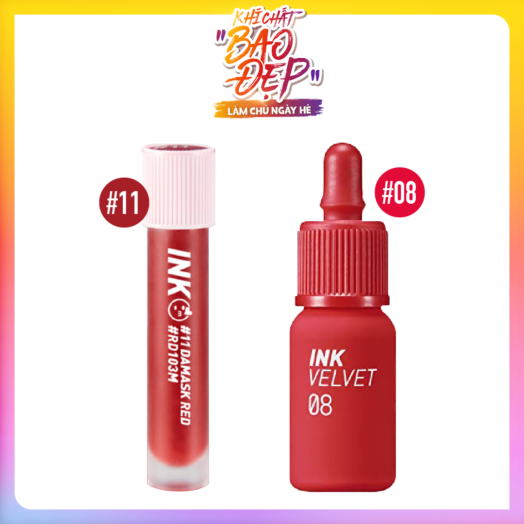 Combo 02 Son Tint Mịn Mượt Lâu Trôi Peripera Ink Tint (Đỏ Hồng)