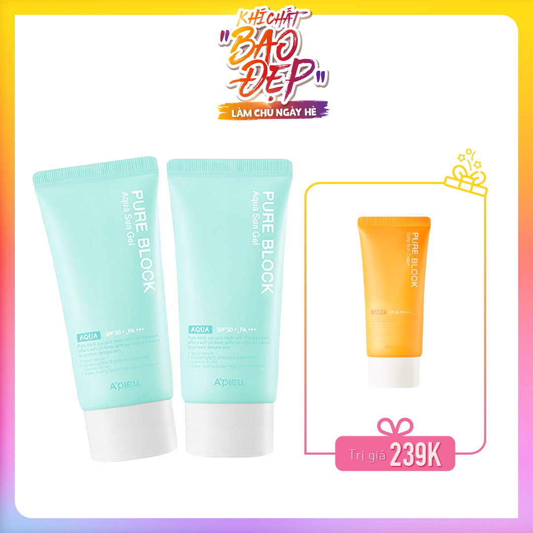 Combo Kem Chống Nắng Cấp Ẩm A'pieu Pure Block Aqua Sun Gel Spf50+/Pa+++ (3Pc)