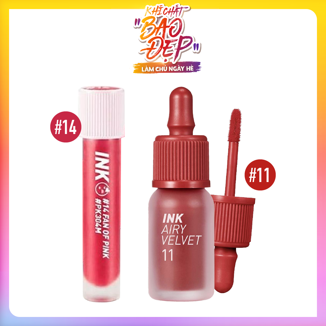 Combo 02 Son Kem Bền Màu, Mịn Mượt Peripera Ink Tint (Hồng - Đỏ)