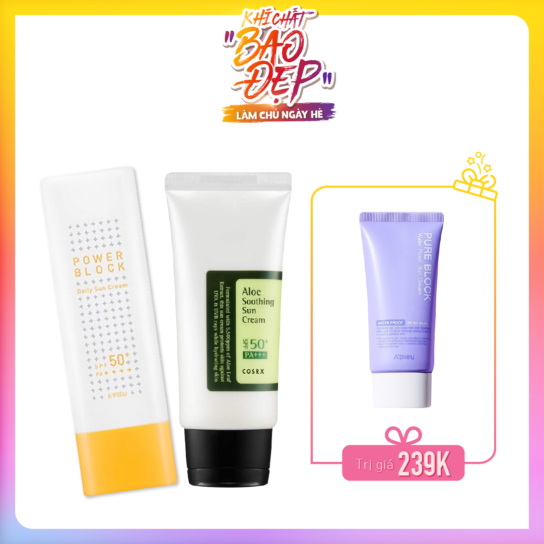 Combo Kem Chống Nắng Làm Dịu Da Cosrx Aloe Soothing Sun Cream Spf50 Pa+++ (3Pc)