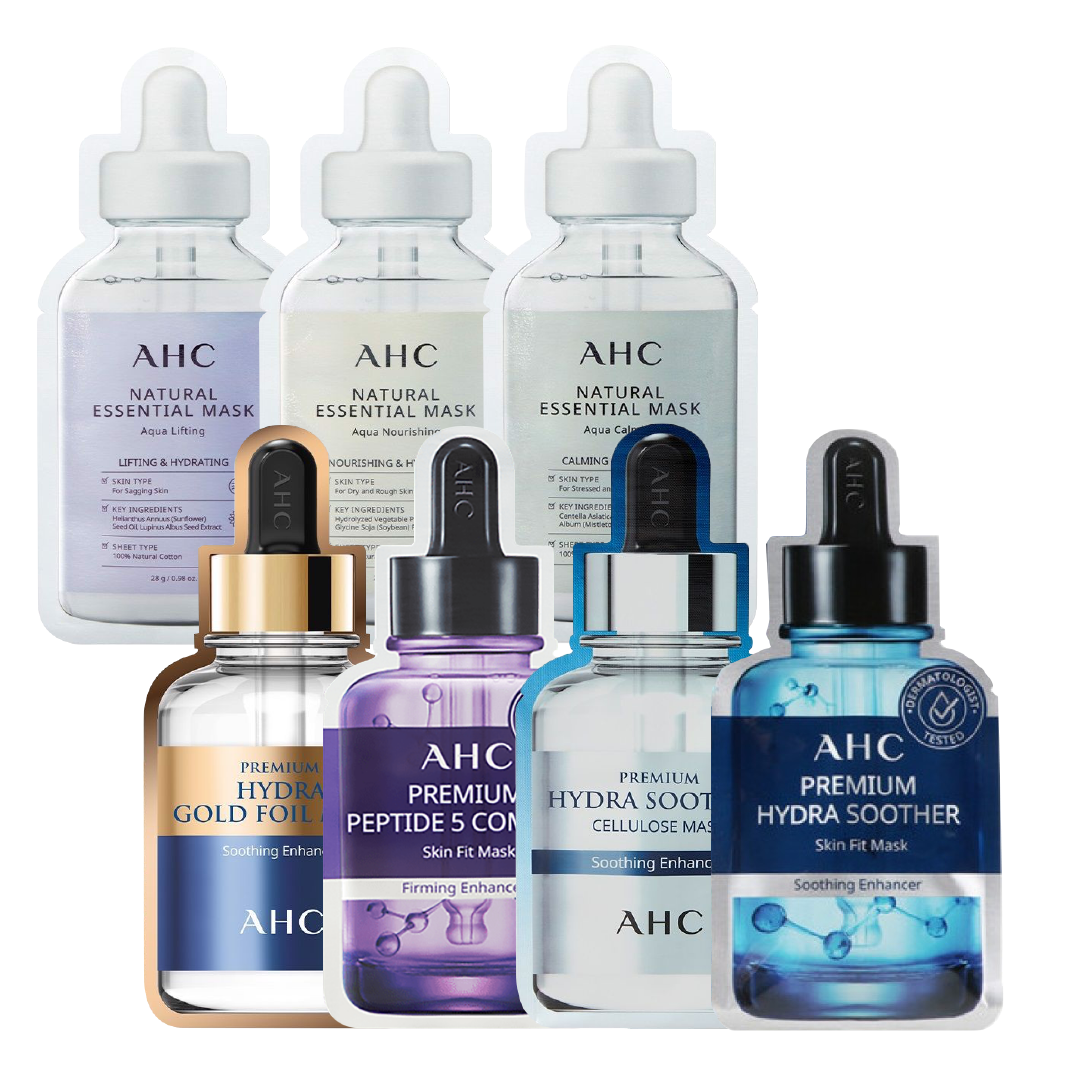 Combo Mix 7 Miếng Mặt Nạ Dưỡng Ẩm Chống Lão Hóa Ahc Premium Hydra & Natural Essential Mask Aqua