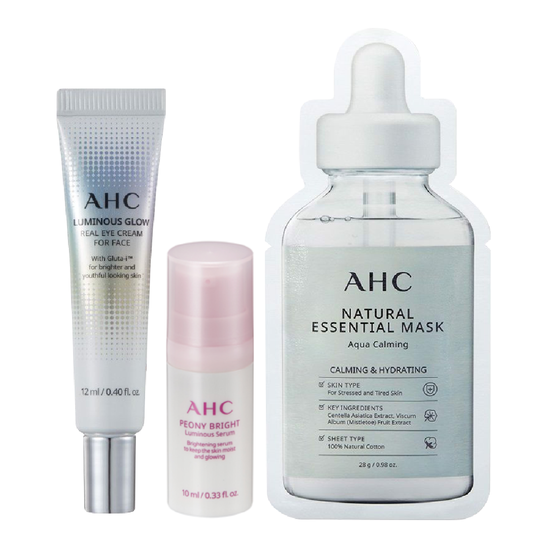 Combo Kem Dưỡng Sáng Da Vùng Mắt Ahc Luminous Glow & Tinh Chất Peony 10Ml & Làm Dịu Da Ahc Natural Essential Calming
