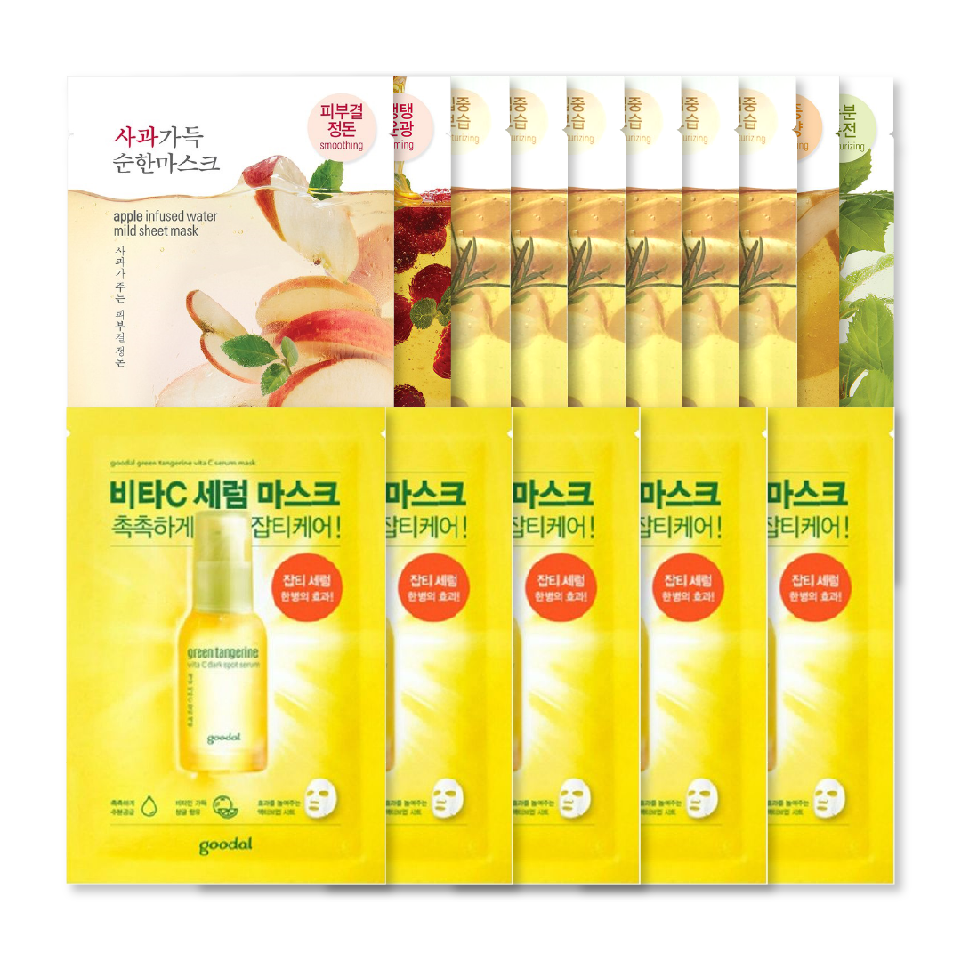 Combo Mix Mặt Nạ Dưỡng Ẩm Sáng Da Goodal Green Tangerine Vita C & Infused Water Mild