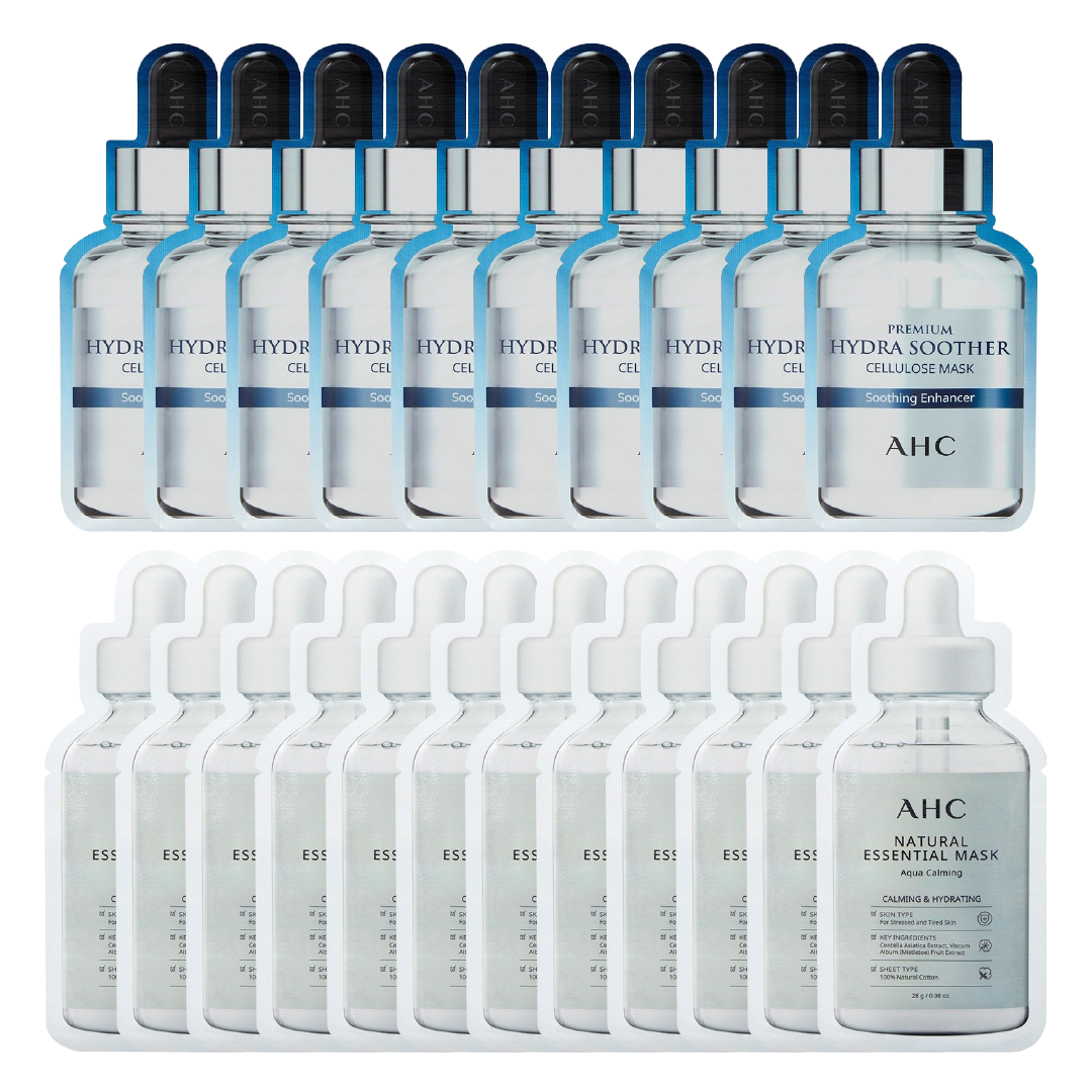 Combo Mix 22 Mặt Nạ Dưỡng Ẩm Làm Dịu Da Ahc Premium Hydra Soother & Natural Essential Aqua Calming