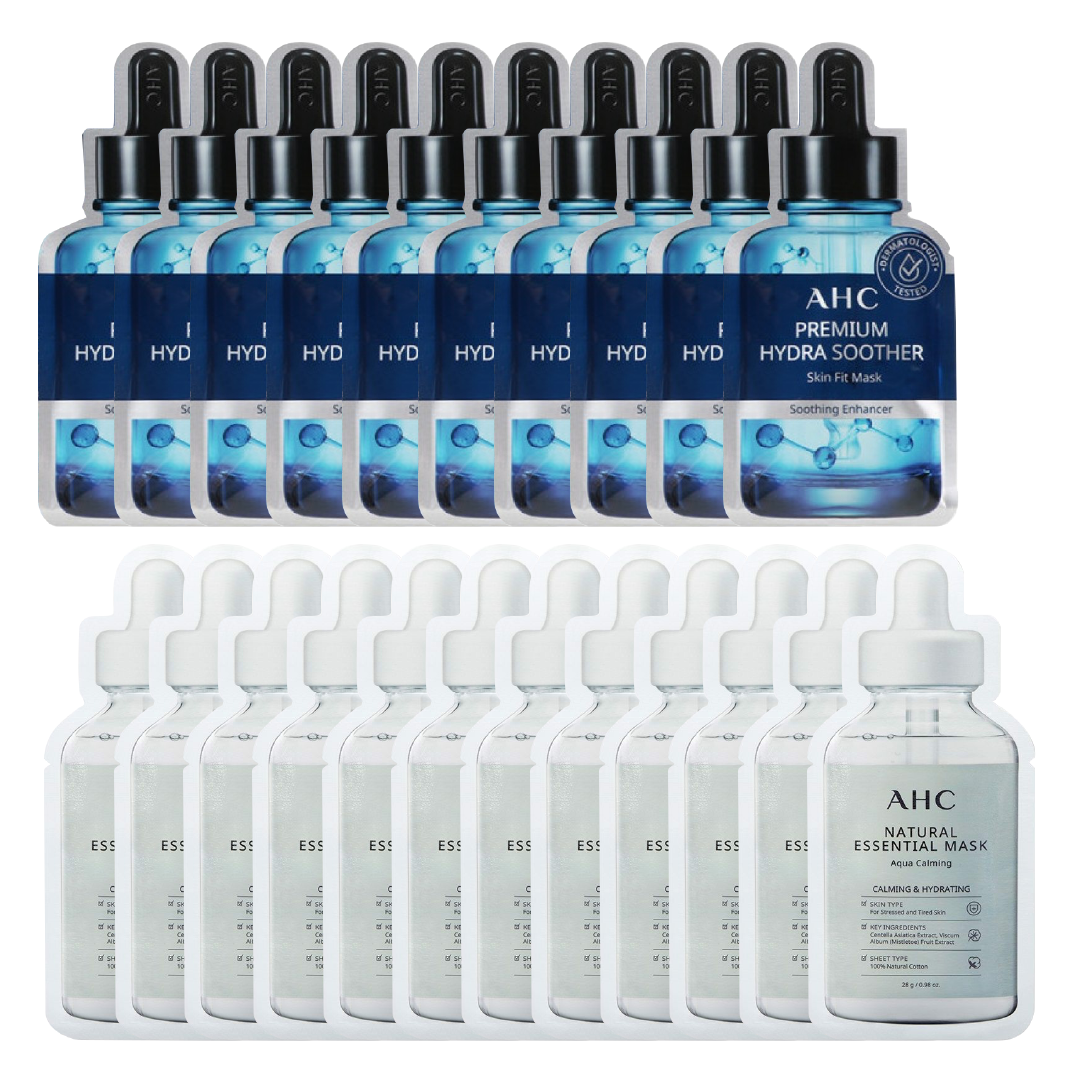 Combo Mix 22 Mặt Nạ Dưỡng Ẩm Làm Dịu Da Ahc Premium Hydra Soother Skin Fit & Natural Essential Aqua Calming
