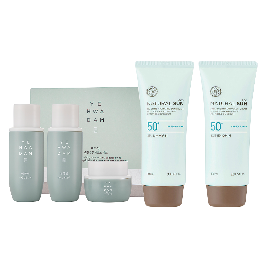 Combo Kem Chống Nắng Kiểm Soát Nhờn Natural Sun Eco No Shine & Bộ Dưỡng Ẩm Yehwadam Artemisia