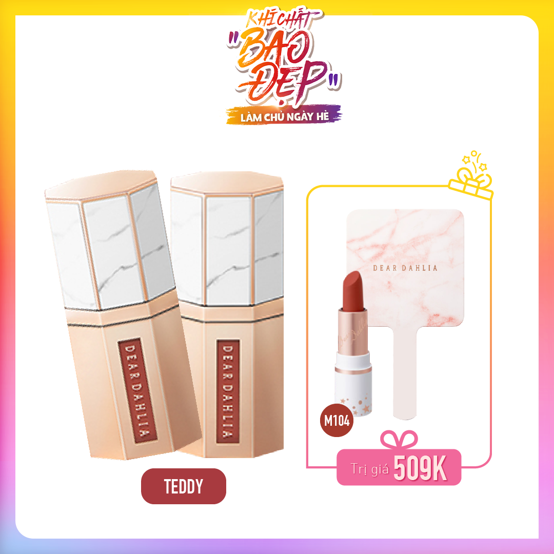 [Màu Nude] Combo Son Kem Mịn Mượt Dear Dahlia Paradise Dream Velvet Lip Mousse Teddy