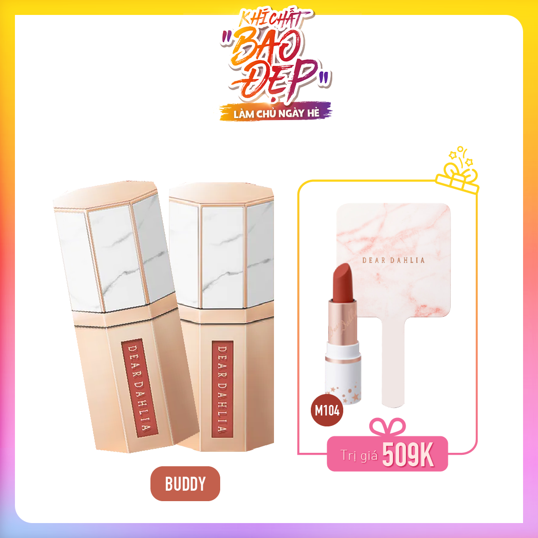 [Màu Nude] Combo Son Kem Mịn Môi Dear Dahlia Paradise Dream Velvet Lip Mousse Buddy