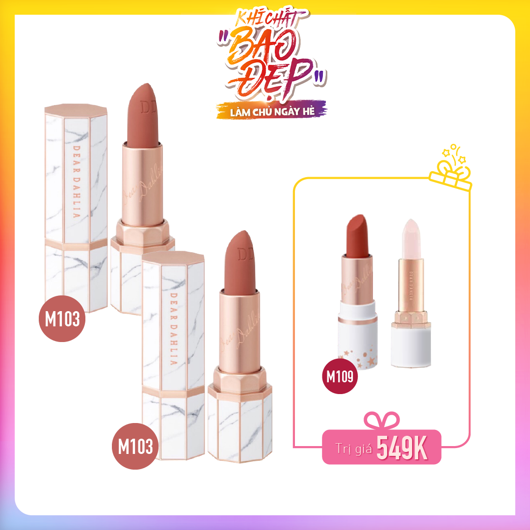 [Màu Nude ] Combo Son Thỏi Lì Dear Dahlia Lip Paradise Effortless Matte Lipstick M103 Sophie