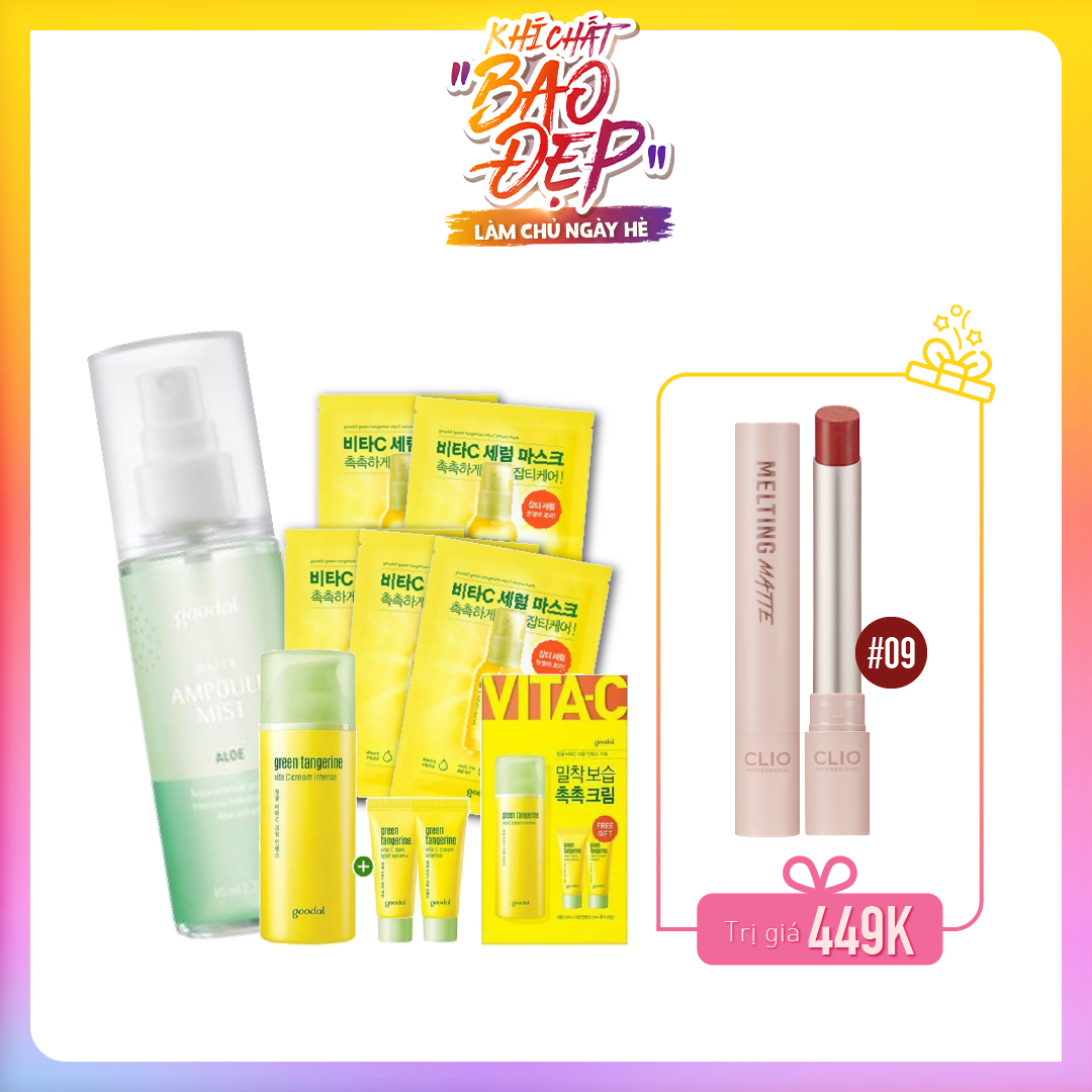 Combo Bộ Kem Dưỡng Làm Sáng Da Goodal Green Tangerine Vita C Cream Intense Set 20Ad