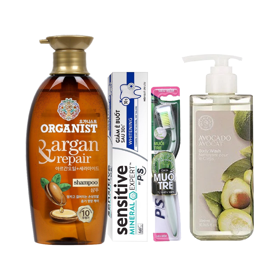 Combo Dầu Gội Organist Sữa Tắm Thefaceshop Và Chăm Sóc Răng Miệng P/S