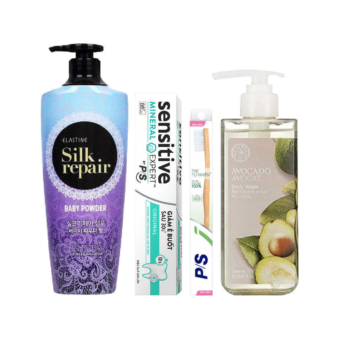 Combo Sữa Tắm Thefaceshop Dầu Gội Elastine Và Chăm Sóc Răng Miệng P/S