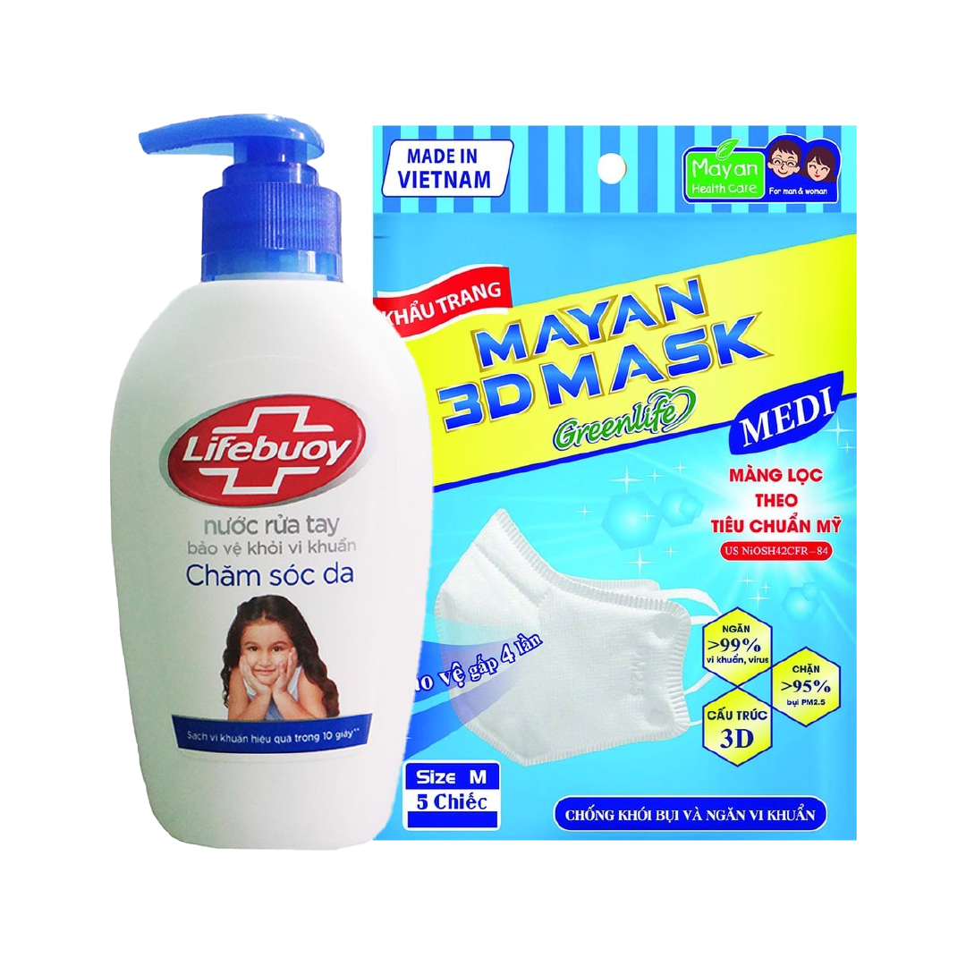 Combo An Toàn Mùa Dịch (Nước Rửa Tay Lifebuoy + Khẩu Trang)