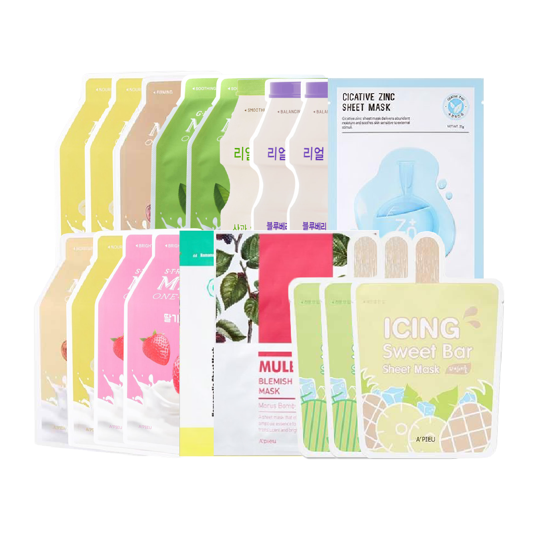 Combo 18 Mặt Nạ Giấy Dưỡng Ẩm, Sáng Mịn Da A'pieu Milk One Pack & Yogurt One Botle (Mix Nhiều Loại)