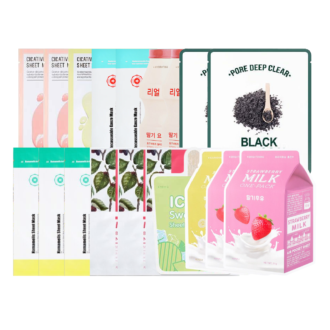 Combo Mix 18 Mặt Nạ Cấp Nước Làm Mềm Mịn Da A'pieu (Dành Cho Mọi Loại Da)
