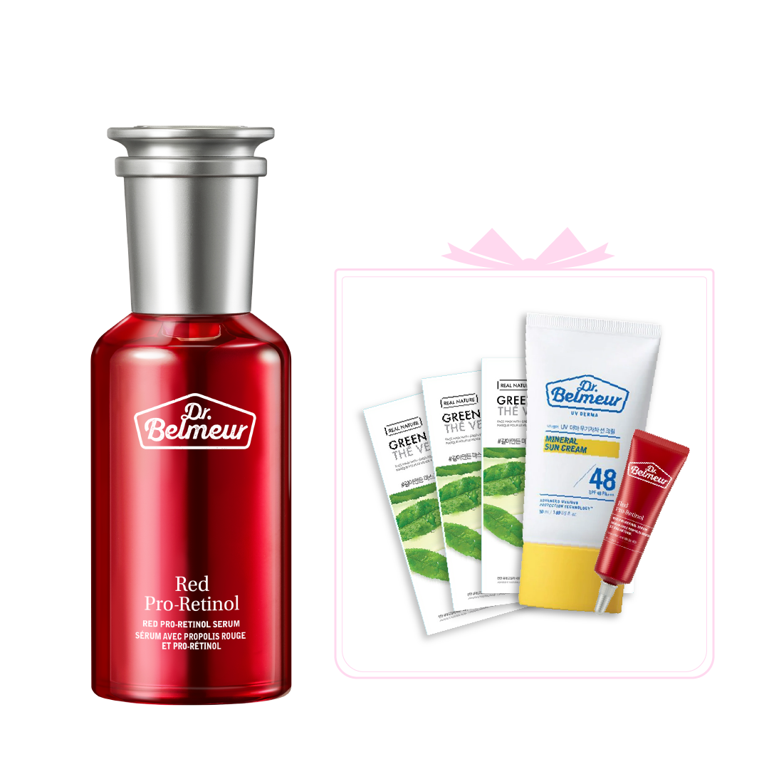 (Mặt Nạ Trà Xanh) Combo Tinh Chất Cải Thiện Nếp Nhăn Thefaceshop Dr.belmeur Red Pro - Retinol Serum 50Ml