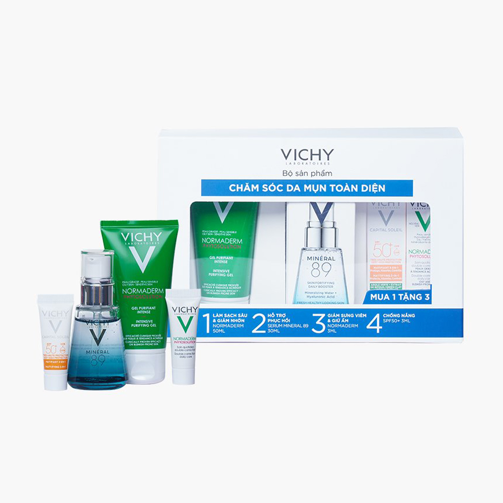Bộ Sản Phẩm Vichy Chăm Sóc Da Mụn Toàn Diện (4Pcs) [Không Đổi Trả, Hsd Tháng 01/2023]
