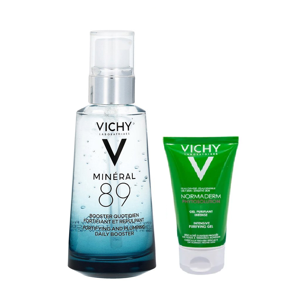 Bộ Dưỡng Chất Khoáng Cô Đặc Vichy Mineral 89 Và Sữa Rửa Mặt Ngăn Ngừa Mụn Normaderm Gel [Không Đổi Trả, Hsd Từ Tháng 07/2022 Đến Tháng 09/2022]