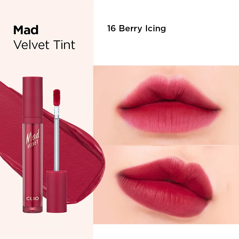 Son Kem Lì Clio Mad Velvet Tint 3.8G 16 Berry Icing [Không Đổi Trả, Hsd Tháng 01/2023]