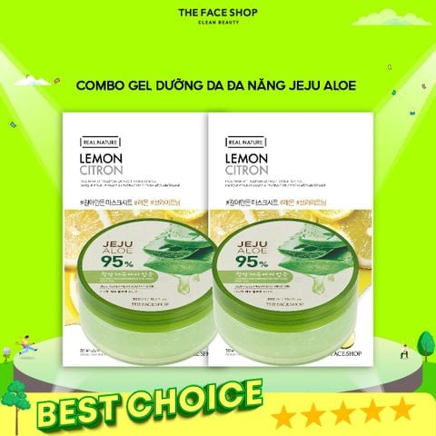 T07_Combo 2 Gel Dưỡng Ẩm, Làm Dịu Và Phục Hồi Da Cho Mặt Và Body Jeju Aloe Fresh Soothing Gel 300Ml + 2 Mặt Nạ Dưỡng Da Real Nature