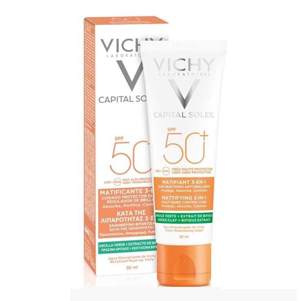 Kem Chống Nắng Chống Ô Nhiễm & Bụi Mịn Hằng Ngày Vichy Capital Soleil Mattifying 3 In 1 Spf 50+ 50Ml