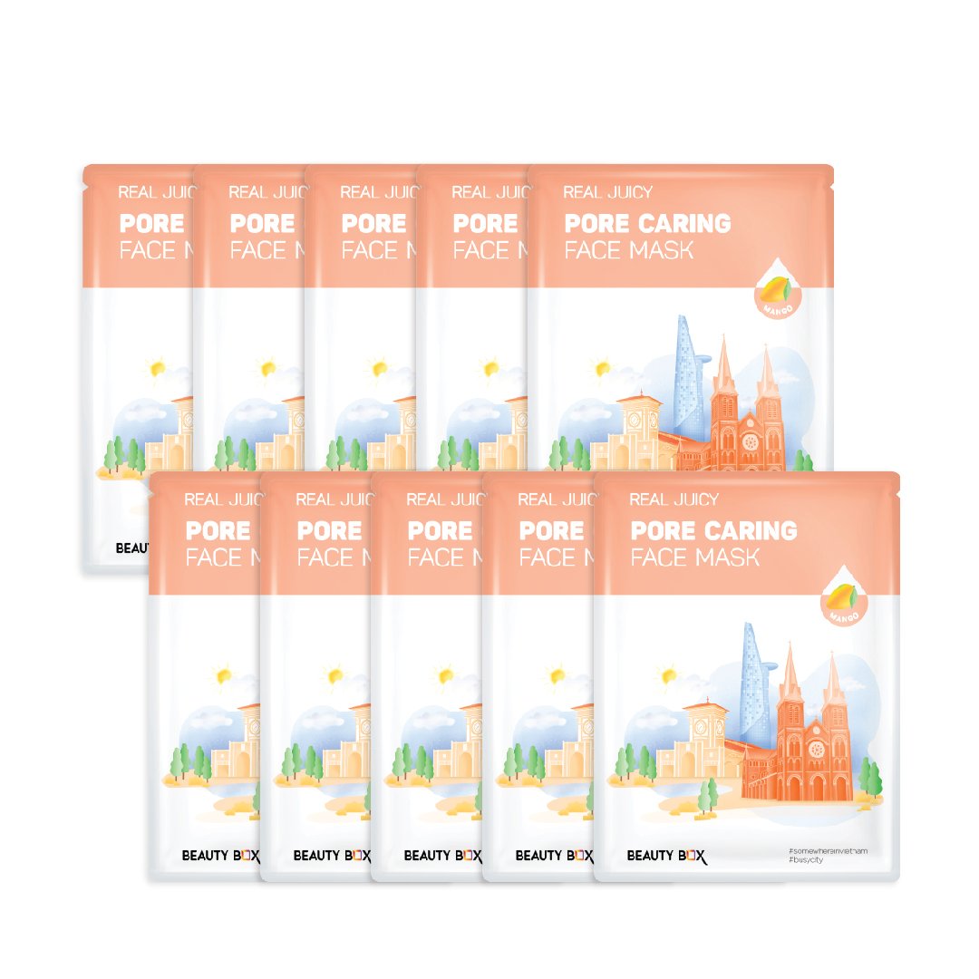 Combo 10 Mặt Nạ Giấy Chăm Sóc Lỗ Chân Lông Beauty Box Real Juicy Pore Caring Face Mask 20G