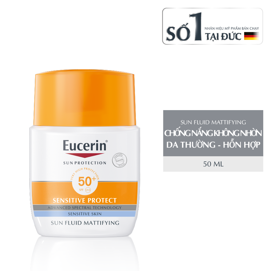 Kem Chống Nắng Không Gây Nhờn Rít Cho Da Thường Và Da Hỗn Hợp Eucerin Sun Fluid Mattifying Face Spf 50+ 50Ml [Không Đổi Trả, Hsd Tháng 01/2023]