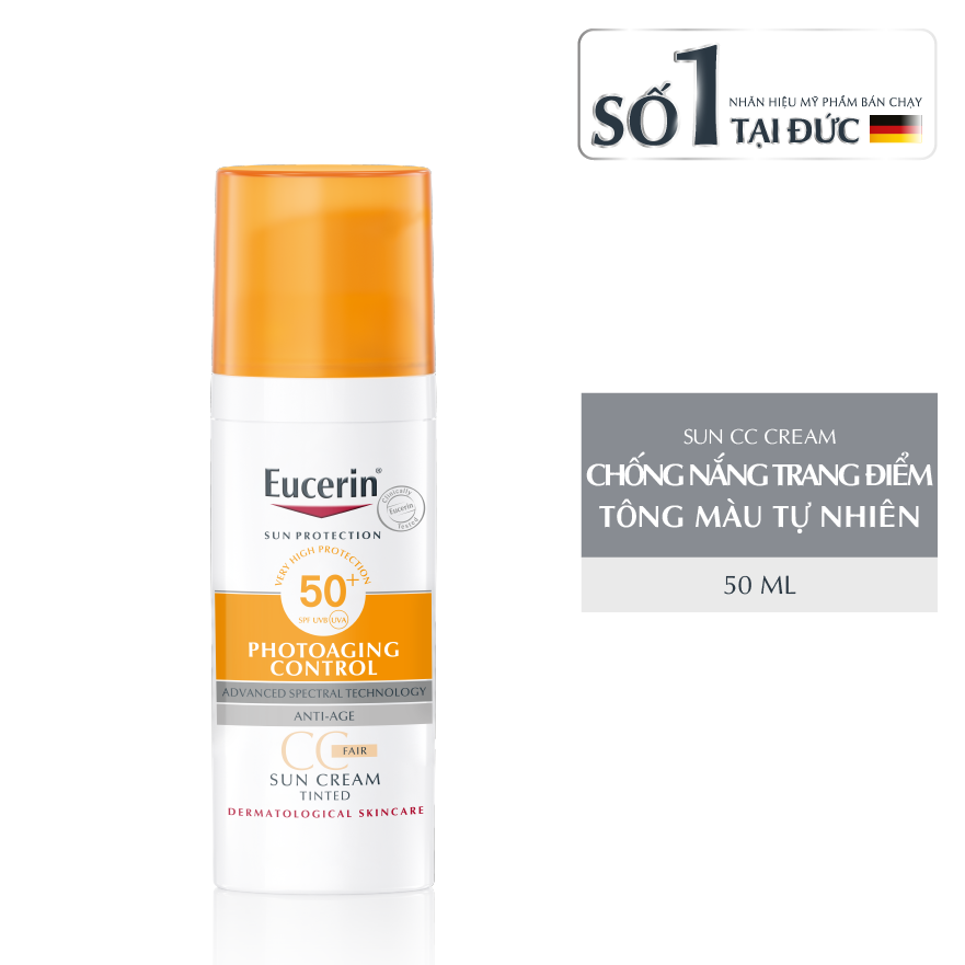 Kem Chống Nắng Làm Đều Màu Da Eucerin Sun Cream Tinted Cc Cream Spf 50+ Fair 50Ml