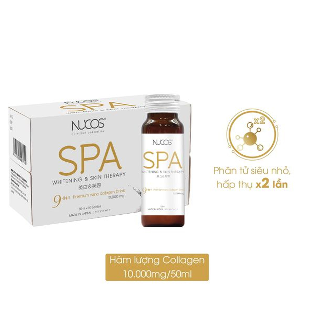 Nước Uống Bổ Sung Collagen Làm Sáng Da Nucos Spa 10.000 Skintherapy Collagen Drink (Hộp 10 Chai X 50Ml)