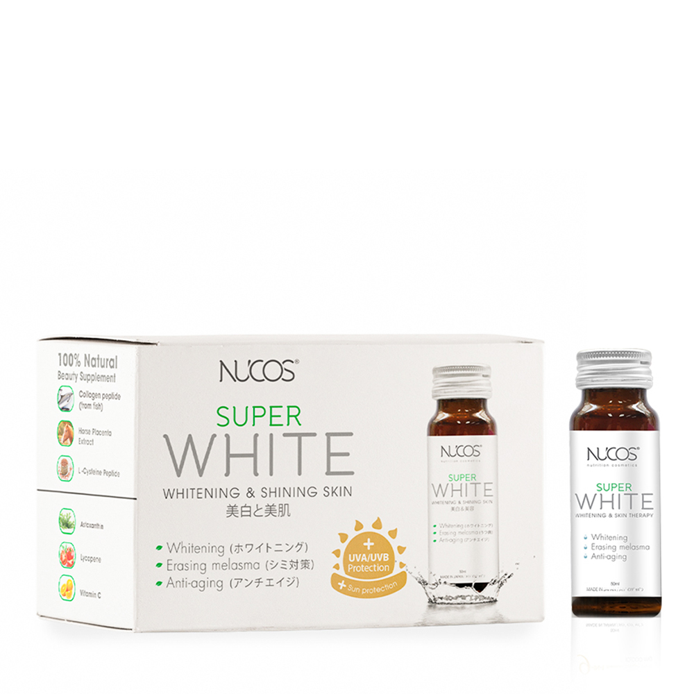 Nước Uống Trắng Da Nucos Super White Shining Skin Drink (Hộp 10 Chai X 50Ml)