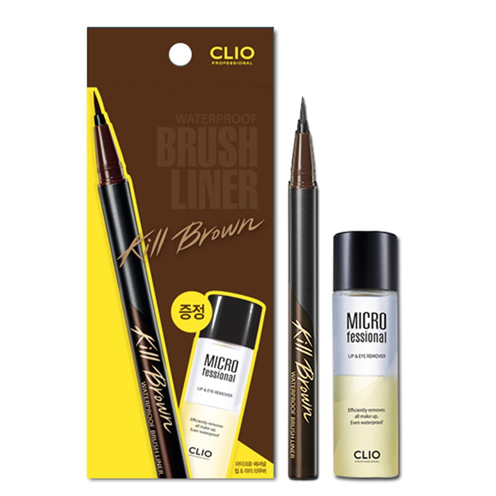 Bộ Sản Phẩm Trang Điểm Mắt Clio Waterproof Brush Liner Kill Brown Original Set