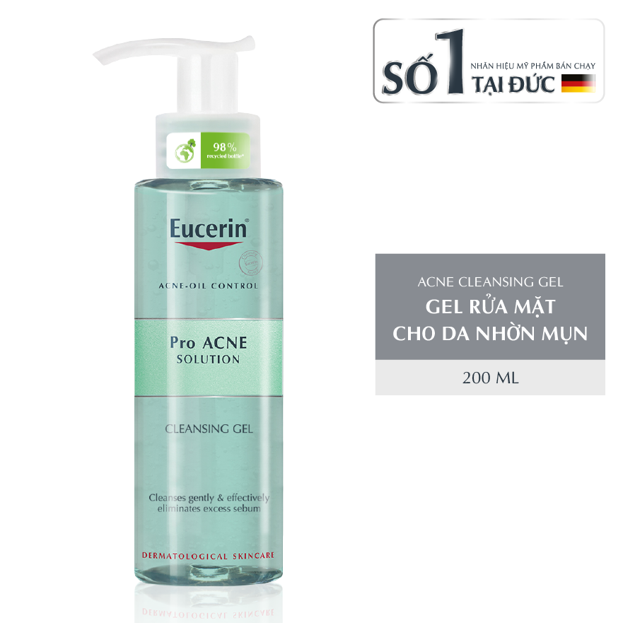 Gel Rửa Mặt Trị Mụn Loại Bỏ Nhờn Ngừa Mụn Eucerin Pro Acne Cleansing Gel