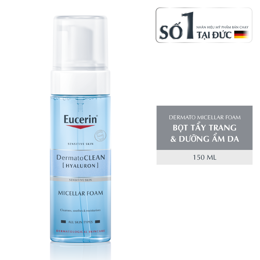Tẩy Trang Dạng Bọt Eucerin Dermato Clean Hyaluron Micellar Foam 150Ml