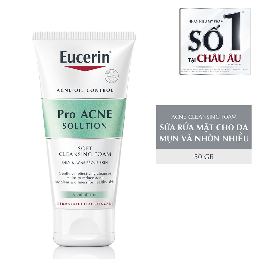 Sữa Rửa Mặt Tạo Bọt Eucerin Acne - Oil Control Pro Acne Solution Soft Cl Eansing Foam 50G