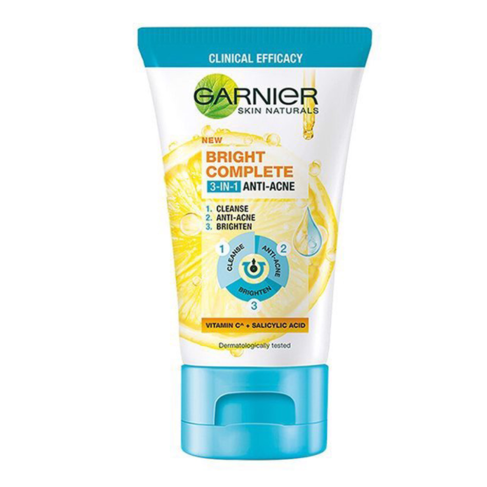 Sữa Rửa Mặt Giảm Mụn, Sáng Da Garnier Bright Complete 3In 1 Foam Anti Acne