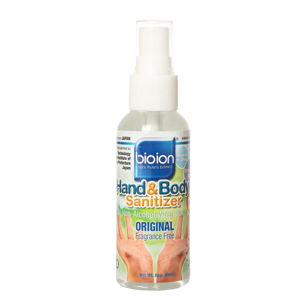 Nước Rửa Tay Khô Không Cồn Bioion Hand & Body Sanitizer Original Fragrance Free 60Ml