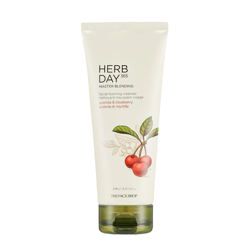 Sữa Rửa Mặt Tạo Bọt Thefaceshop Herb Day 365 Master Blending Facial Foaming Cleanser Acerola & Blueberry 170Ml