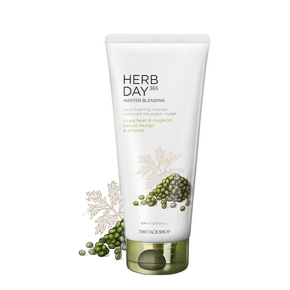 Sữa Rửa Mặt Thefaceshop Herb Day 365 Master Blending Facial Foaming Cleanser Mung Bean & Mugwort 170Ml