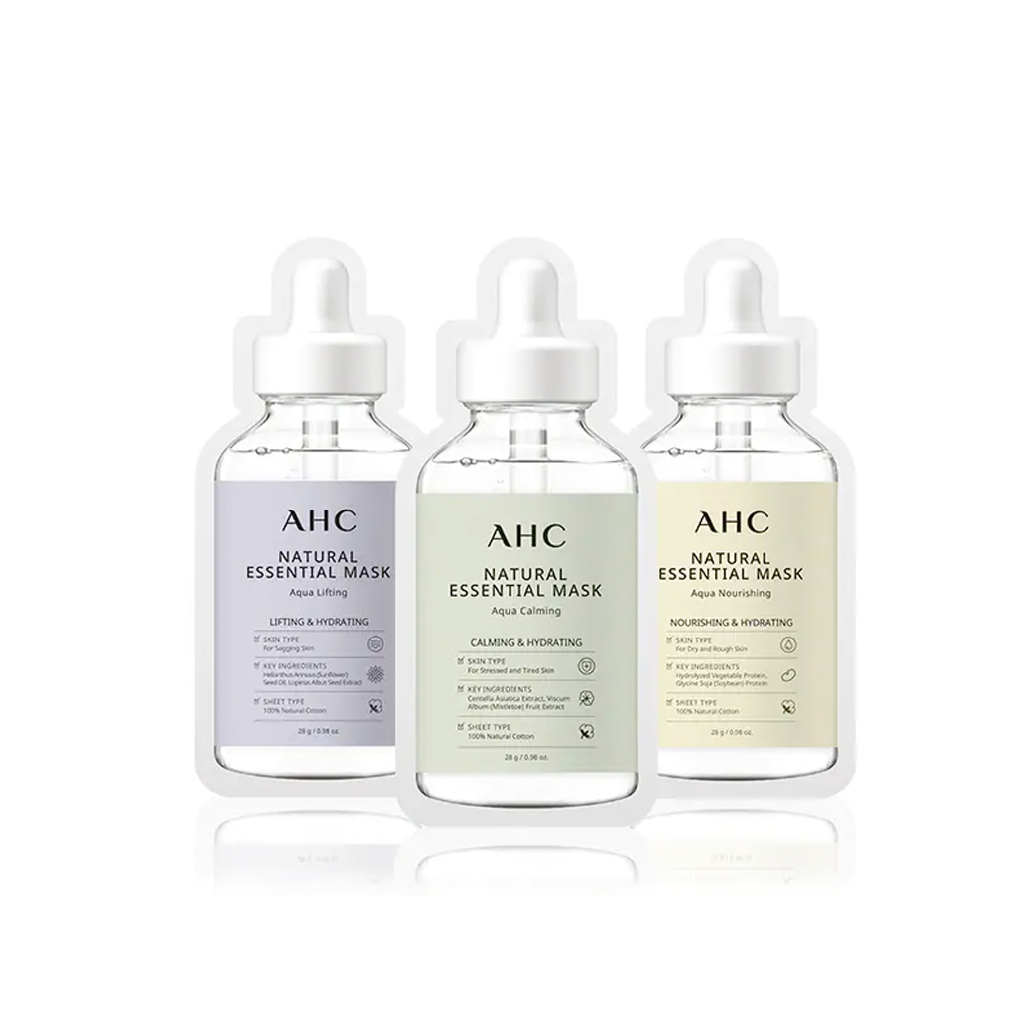(Gift) Gồm 3 Mặt Nạ Dưỡng Da Ahc Natural Essential Mask Aqua