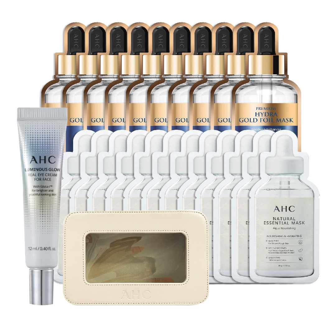 Combo Mix 22 Miếng Mặt Nạ Chống Lão Hóa Ahc Premium Hydra ( Tặng Kem Dưỡng Mắt + Túi Đựng Mỹ Phẩm)