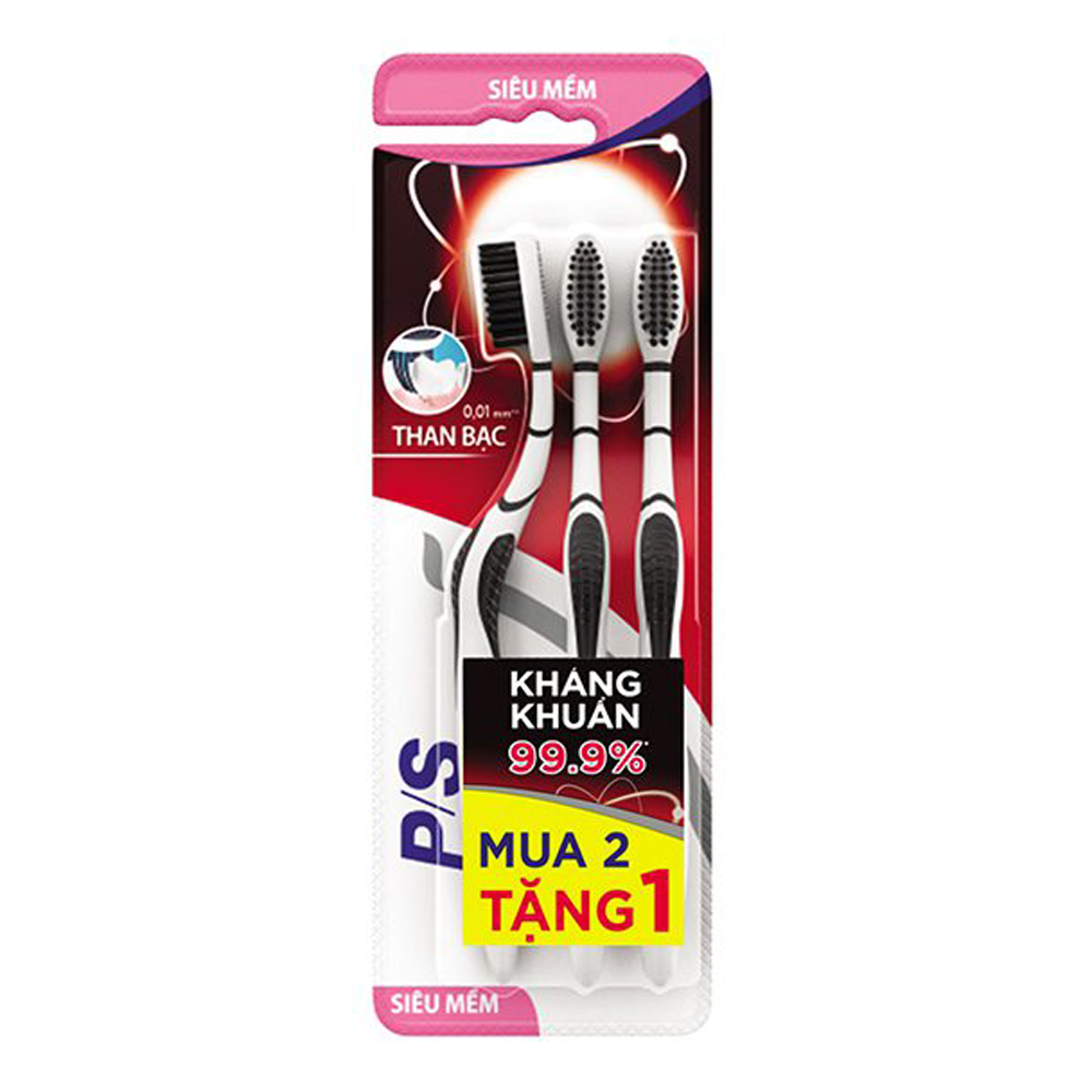 Bàn Chải Đánh Răng Than Hoạt Tính P/S Toothbrush Charcoal