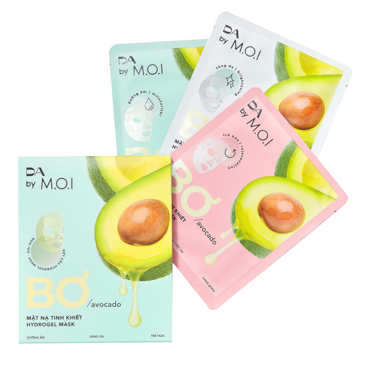 Mặt Na Bơ Tinh Khiết Dưỡng Da 3 Trong 1 M.o.i Avocado Hydrogel Mask 3 In 1 (Hộp 3 Miếng X 38G)