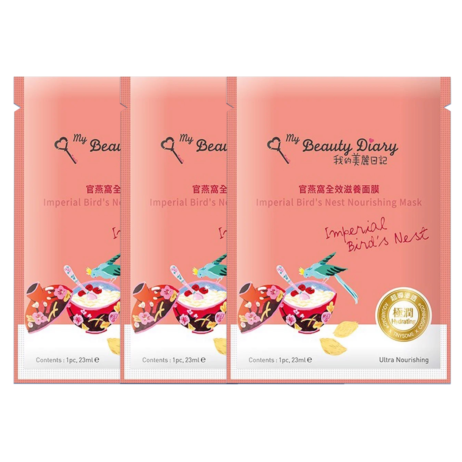 Set 03 Mặt Nạ Dưỡng Chất Tổ Yến Đỏ My Beauty Diary Imperial Bird's Nest Emolliating Mask 23Ml