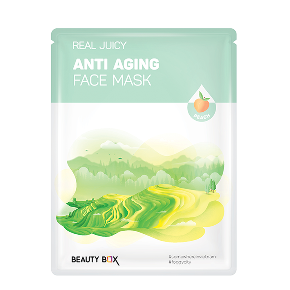 Mặt Nạ Giấy Chống Lão Hoá Beauty Box Real Juicy Anti Aging Face Mask 20G