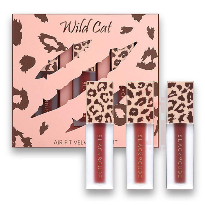 Bộ Son Kem Lì Black Rouge Air Fit Velvet Mini Kit - Wild Cat (2Gx3)