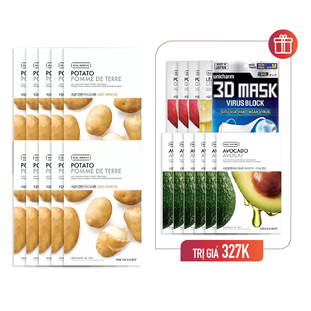 Combo 10 Mặt Nạ Cung Cấp Ẩm Và Dưỡng Sáng Thefaceshop Real Nature Mask Sheet Potato 20G