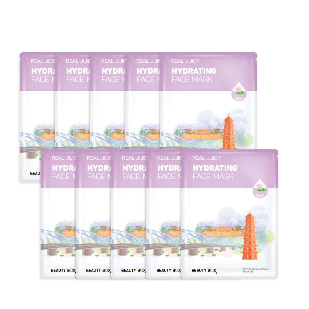 Combo 10 Mặt Nạ Giấy Cung Cấp Nước Beauty Box Real Juicy Hydrating Face Mask 20G