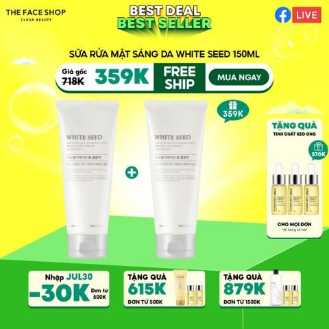 T23_[Mua 1 Tặng 1] Sữa Rửa Mặt The Face Shop Làm Sạch Sáng Da White Seed Exfoliating Cleansing Foam 150Ml