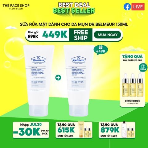 T25_[Mua 1 Tặng 1] Sữa Rửa Mặt Dr.belmeur Dành Cho Da Mụn Amino Clear Foaming Cleanser For Acne - Prone Skin 150Ml